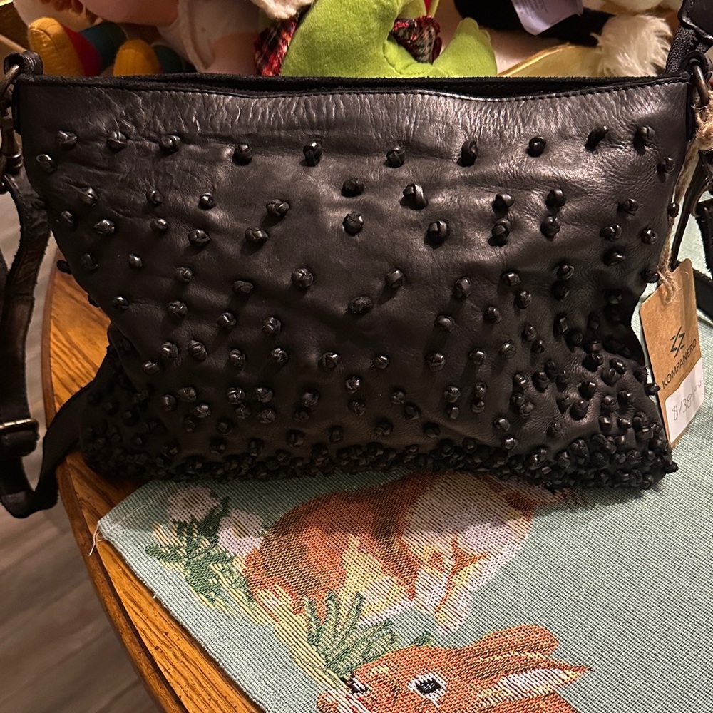Elegant Black Studded Crossbody Bag